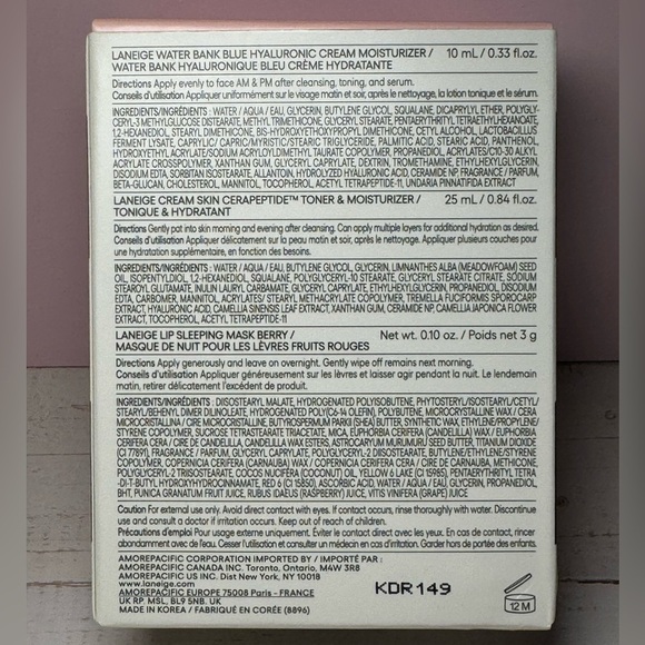 Laneige -Birthday Bundle -Cerapeptide Toner/Hyaluronic Moisturizer/Lip Mask -NEW - Picture 2 of 3